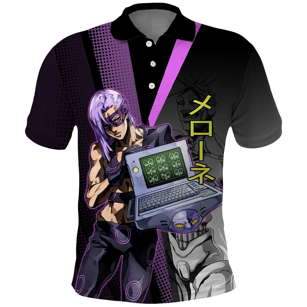 Melone JoJo’s Bizarre Adventure Polo Shirt with Laptop-Featured Stand Display - The Mazicc