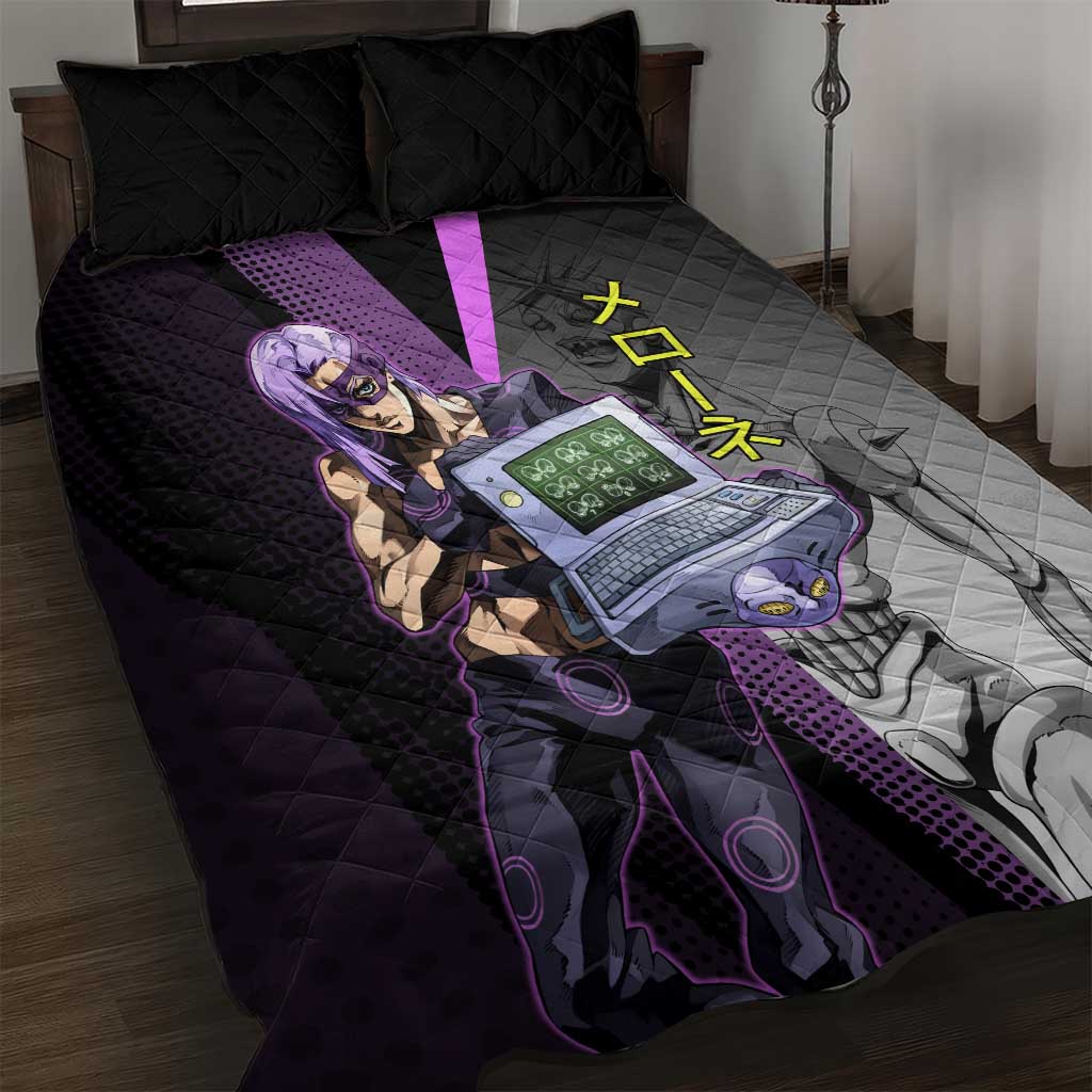 Melone JoJo’s Bizarre Adventure Quilt Bed Set with Laptop-Featured Stand Display - The Mazicc