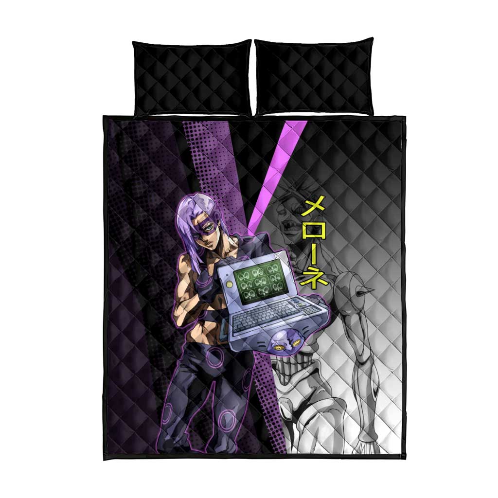 Melone JoJo’s Bizarre Adventure Quilt Bed Set with Laptop-Featured Stand Display - The Mazicc