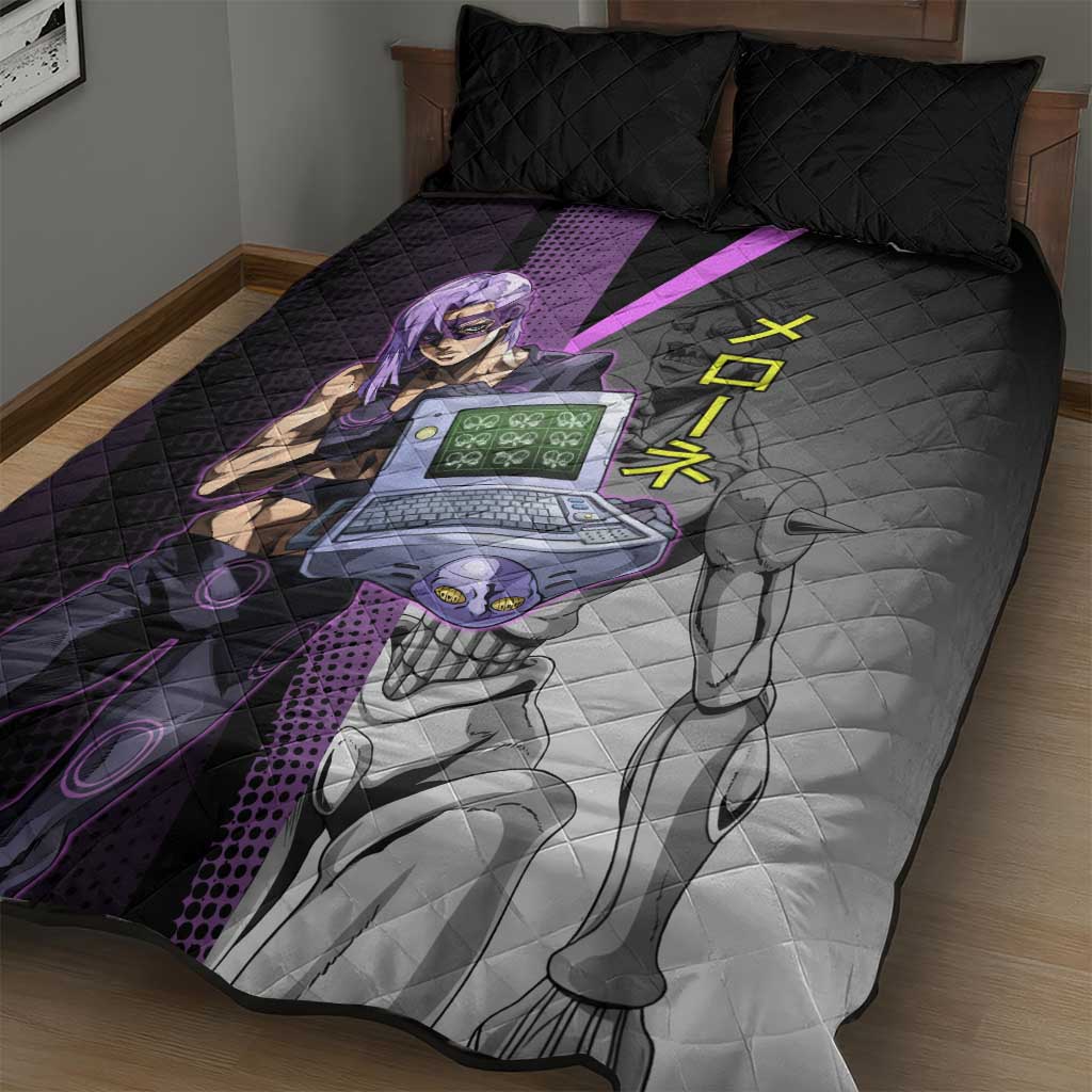 Melone JoJo’s Bizarre Adventure Quilt Bed Set with Laptop-Featured Stand Display - The Mazicc