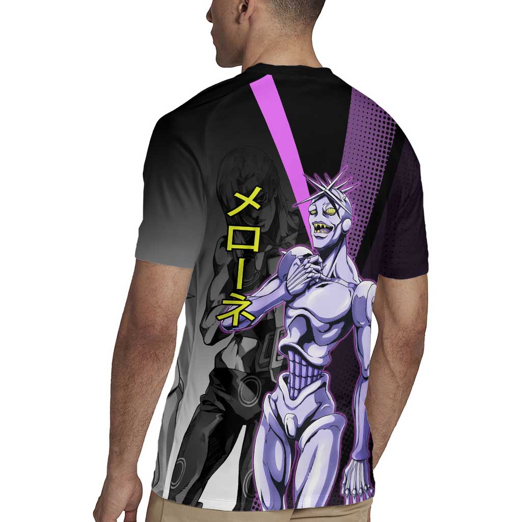 Melone JoJo’s Bizarre Adventure Rugby Jersey with Laptop-Featured Stand Display - The Mazicc