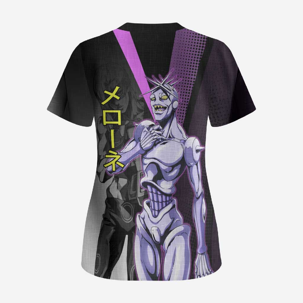 Melone JoJo’s Bizarre Adventure Scrub Top with Laptop-Featured Stand Display - The Mazicc