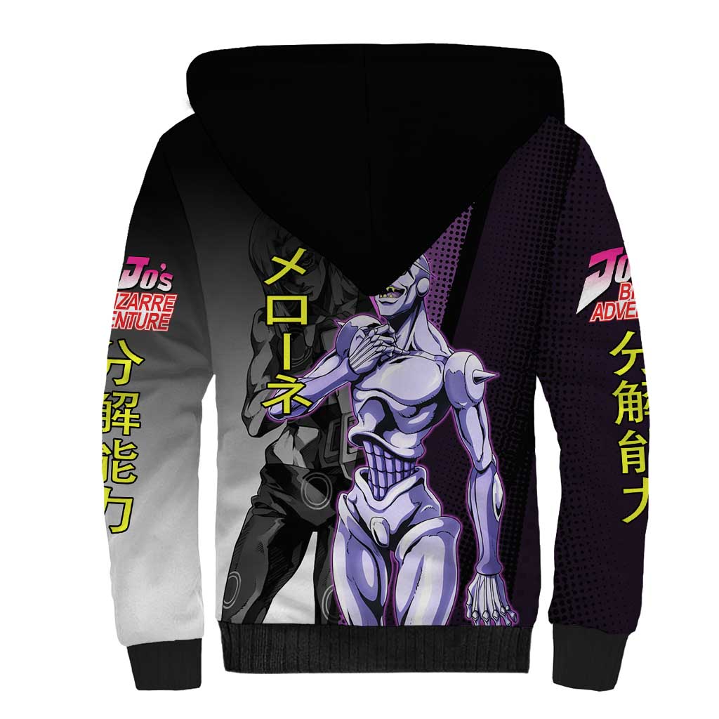 Melone JoJo’s Bizarre Adventure Sherpa Hoodie with Laptop-Featured Stand Display - The Mazicc