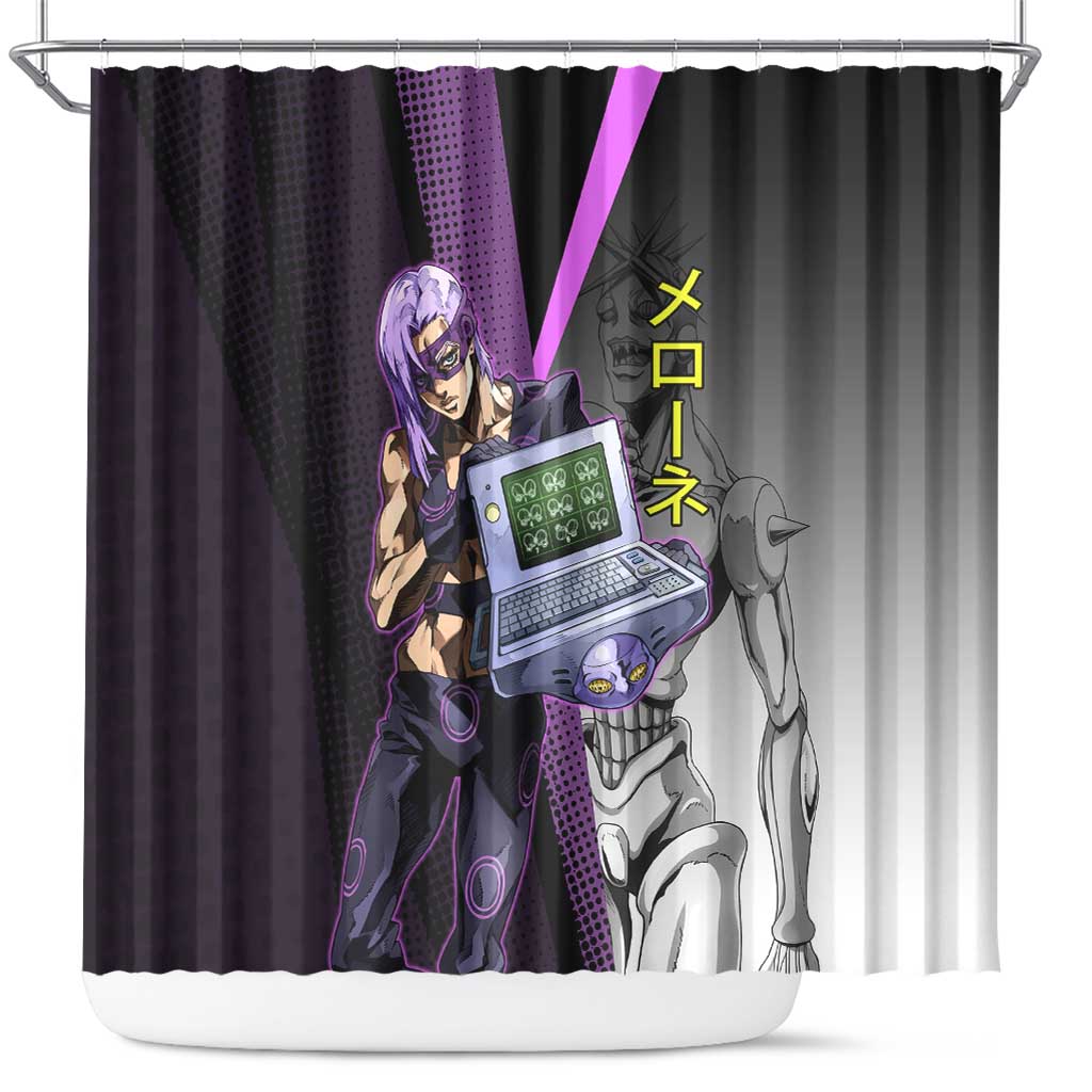 Melone JoJo’s Bizarre Adventure Shower Curtain with Laptop-Featured Stand Display - The Mazicc