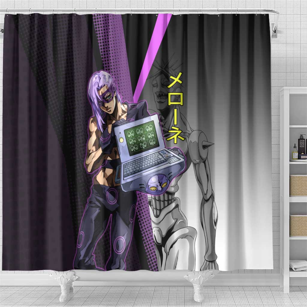 Melone JoJo’s Bizarre Adventure Shower Curtain with Laptop-Featured Stand Display - The Mazicc