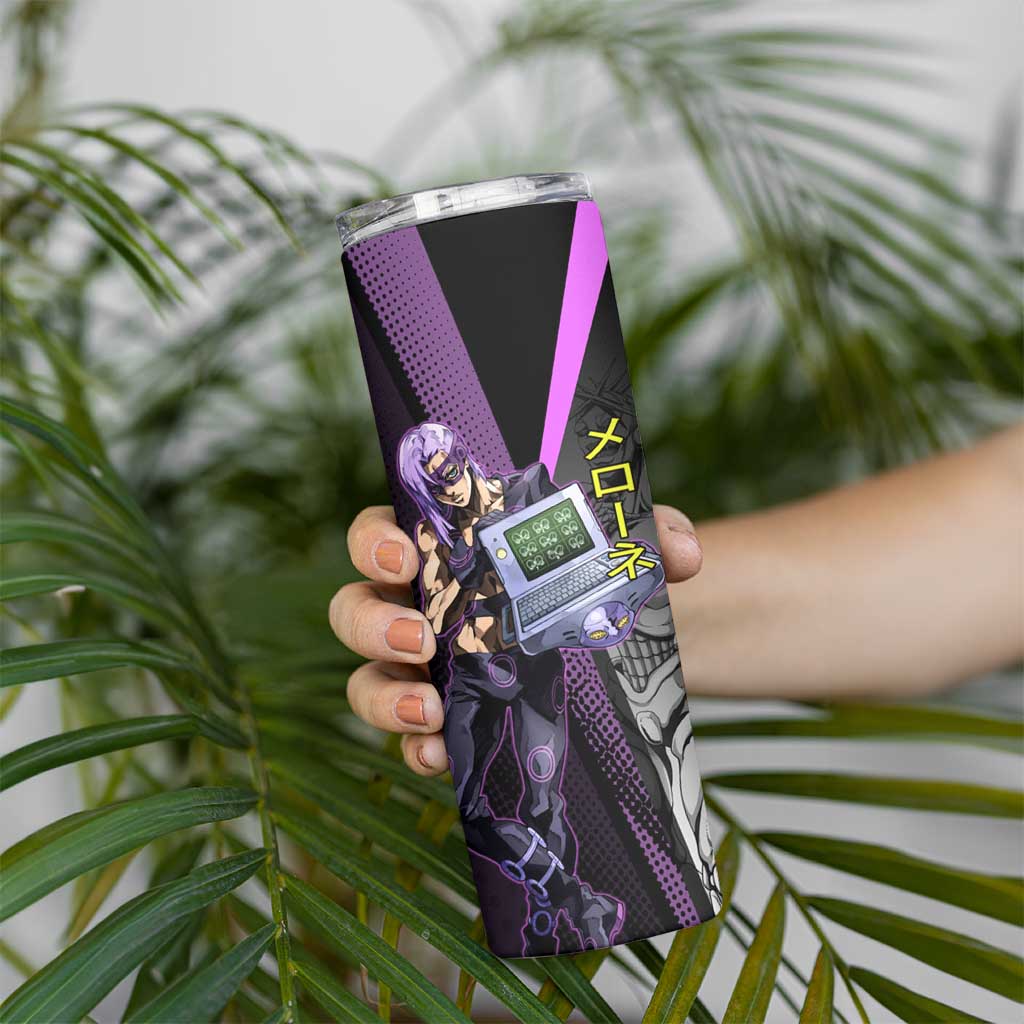 Melone JoJo’s Bizarre Adventure Skinny Tumbler with Laptop-Featured Stand Display - The Mazicc