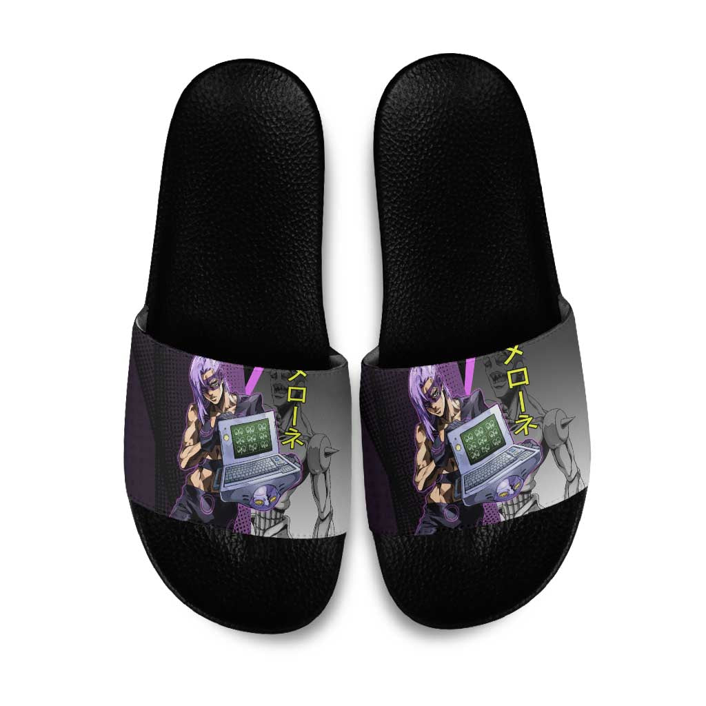 Melone JoJo’s Bizarre Adventure Slide Sandals with Laptop-Featured Stand Display - The Mazicc