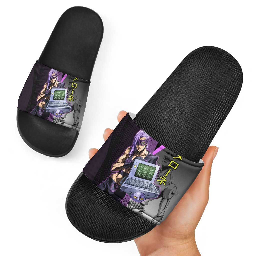 Melone JoJo’s Bizarre Adventure Slide Sandals with Laptop-Featured Stand Display - The Mazicc