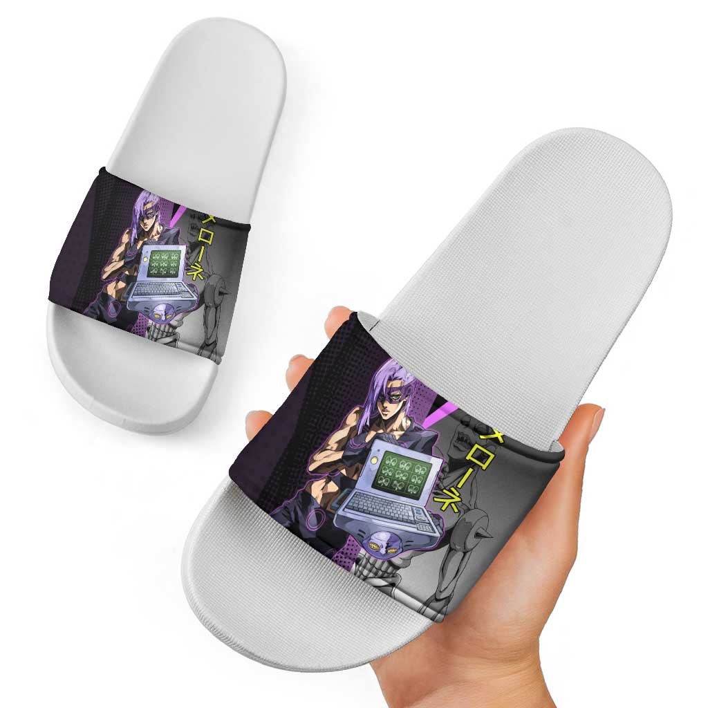 Melone JoJo’s Bizarre Adventure Slide Sandals with Laptop-Featured Stand Display - The Mazicc