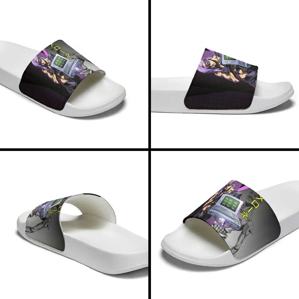 Melone JoJo’s Bizarre Adventure Slide Sandals with Laptop-Featured Stand Display - The Mazicc
