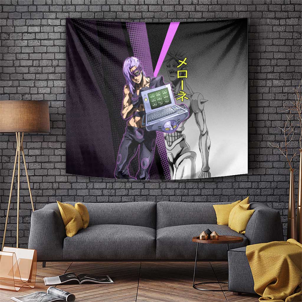 Melone JoJo’s Bizarre Adventure Tapestry with Laptop-Featured Stand Display - The Mazicc