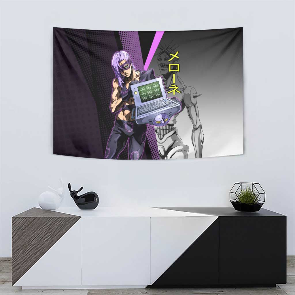 Melone JoJo’s Bizarre Adventure Tapestry with Laptop-Featured Stand Display - The Mazicc