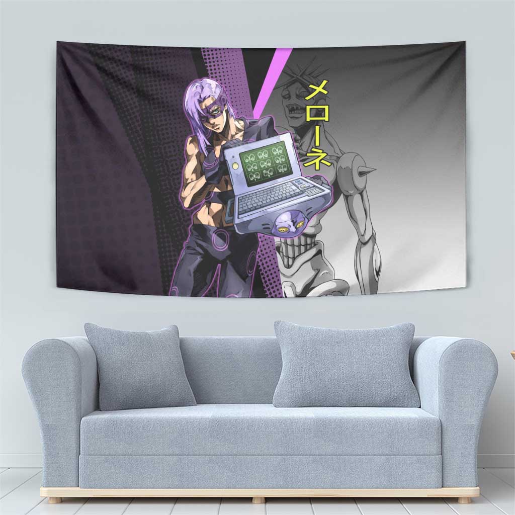 Melone JoJo’s Bizarre Adventure Tapestry with Laptop-Featured Stand Display - The Mazicc