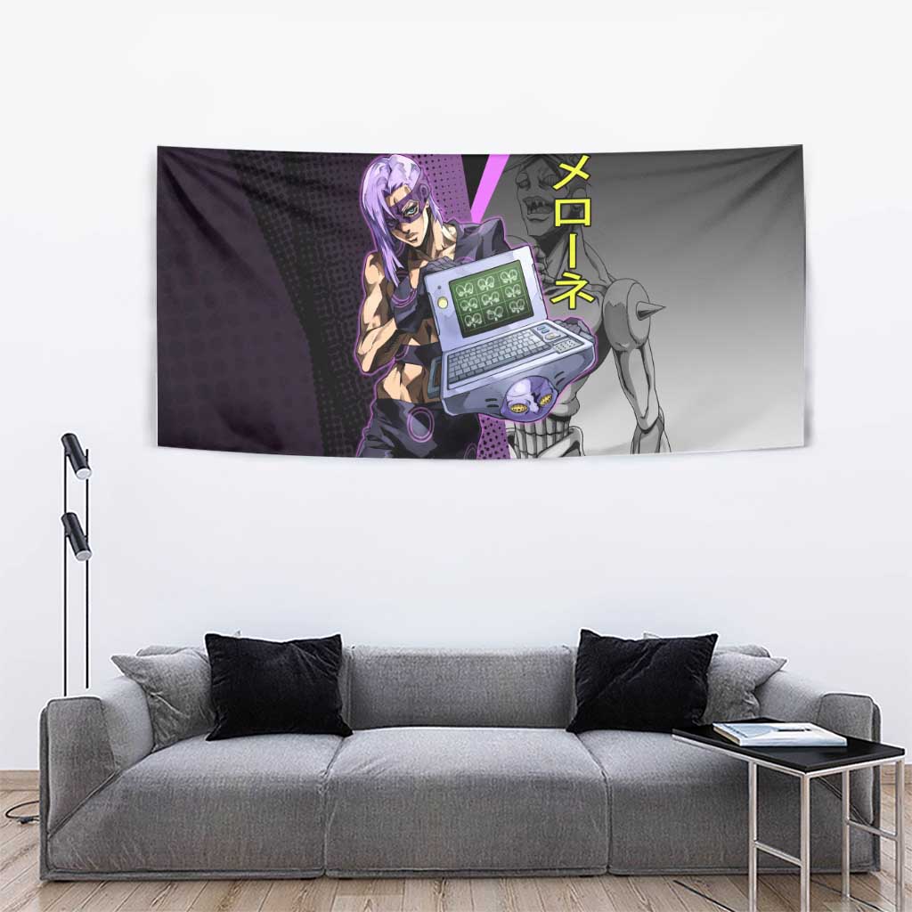 Melone JoJo’s Bizarre Adventure Tapestry with Laptop-Featured Stand Display - The Mazicc