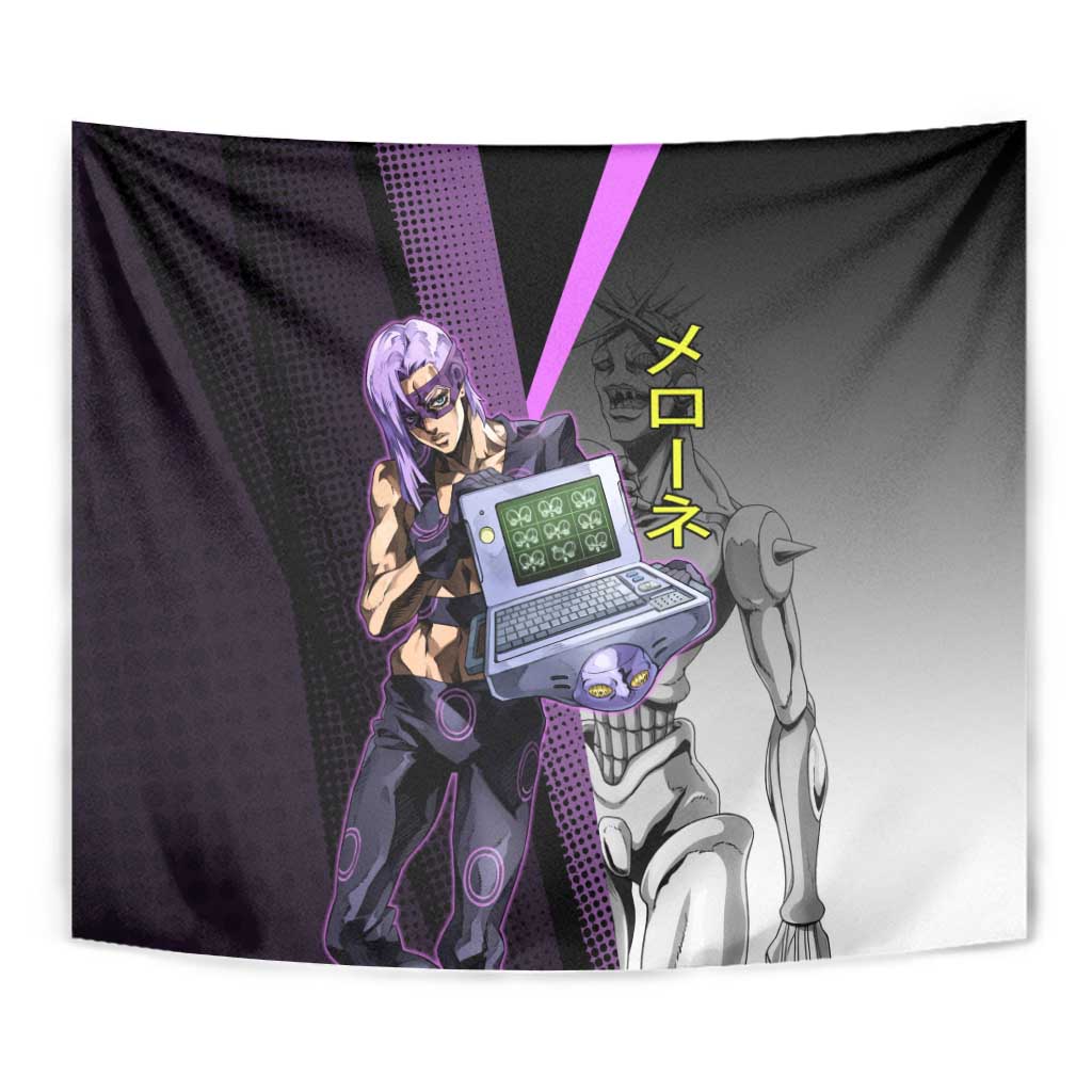 Melone JoJo’s Bizarre Adventure Tapestry with Laptop-Featured Stand Display - The Mazicc