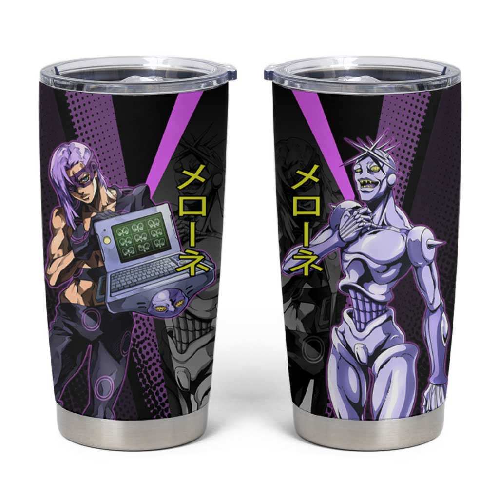 Melone JoJo’s Bizarre Adventure Tumbler Cup with Laptop-Featured Stand Display - The Mazicc