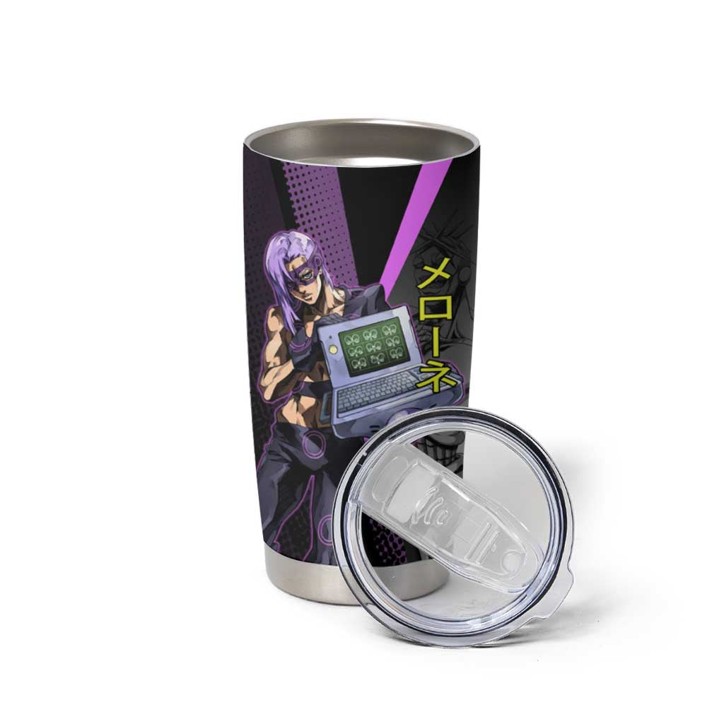 Melone JoJo’s Bizarre Adventure Tumbler Cup with Laptop-Featured Stand Display - The Mazicc