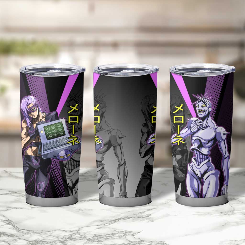 Melone JoJo’s Bizarre Adventure Tumbler Cup with Laptop-Featured Stand Display - The Mazicc