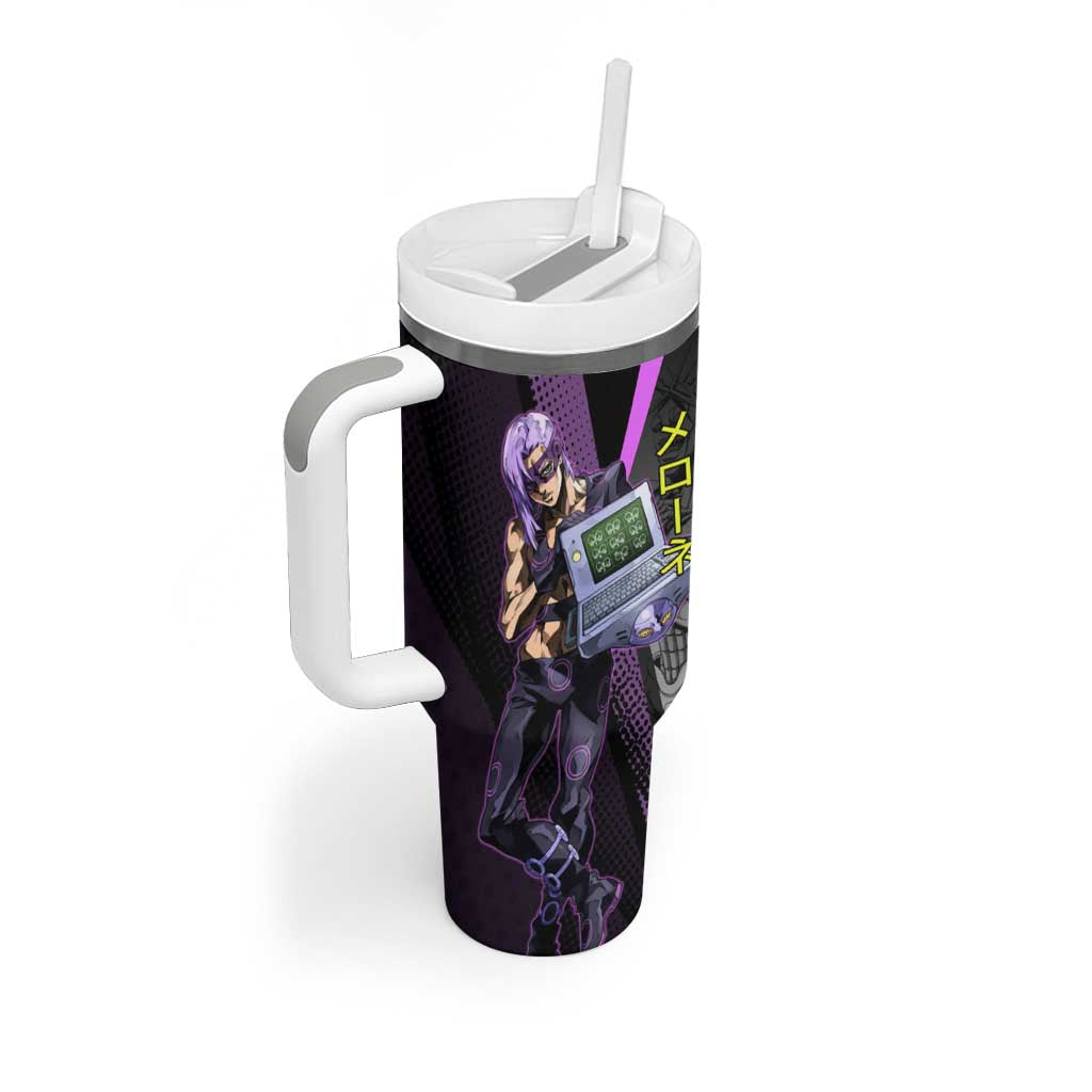 Melone JoJo’s Bizarre Adventure Tumbler With Handle with Laptop-Featured Stand Display - The Mazicc