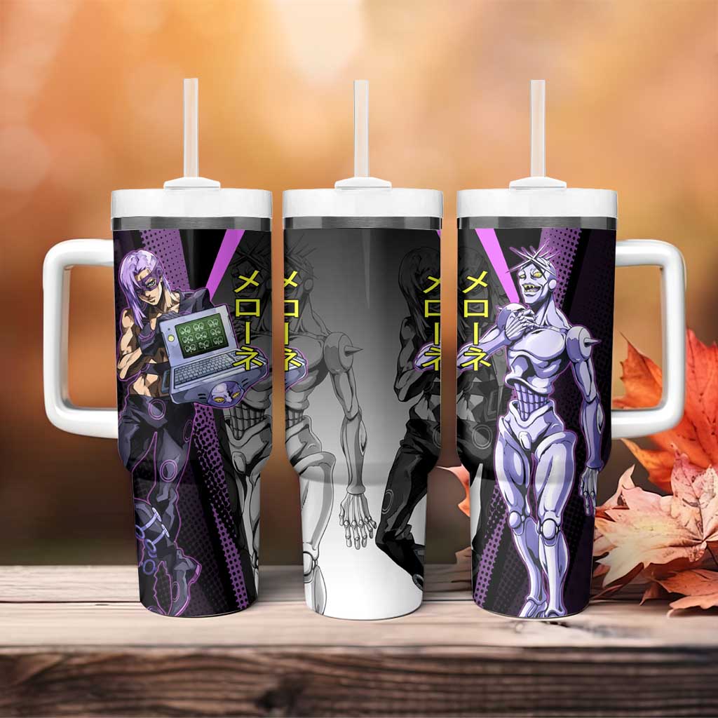 Melone JoJo’s Bizarre Adventure Tumbler With Handle with Laptop-Featured Stand Display - The Mazicc