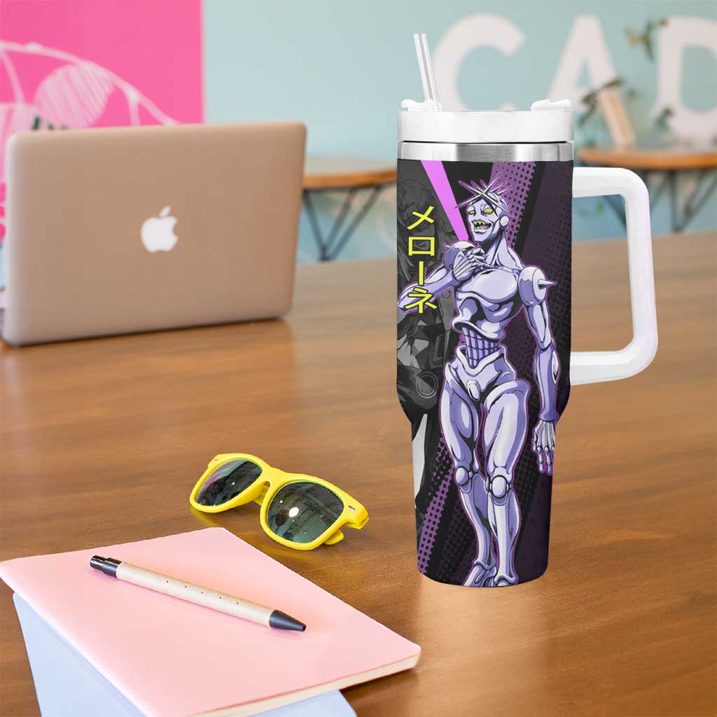 Melone JoJo’s Bizarre Adventure Tumbler With Handle with Laptop-Featured Stand Display - The Mazicc