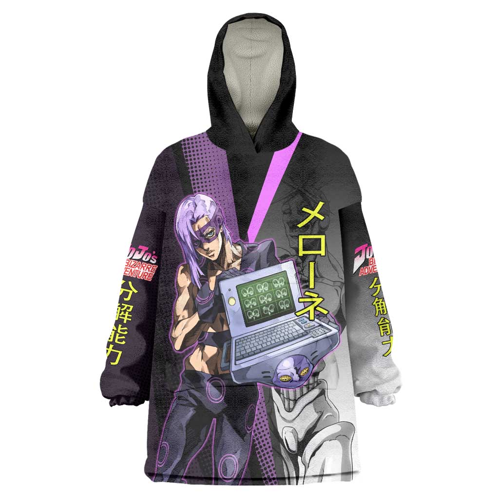 Melone JoJo’s Bizarre Adventure Wearable Blanket Hoodie with Laptop-Featured Stand Display - The Mazicc