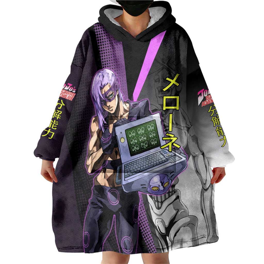 Melone JoJo’s Bizarre Adventure Wearable Blanket Hoodie with Laptop-Featured Stand Display - The Mazicc