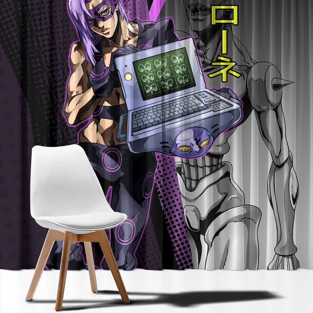 Melone JoJo’s Bizarre Adventure Window Curtain with Laptop-Featured Stand Display - The Mazicc