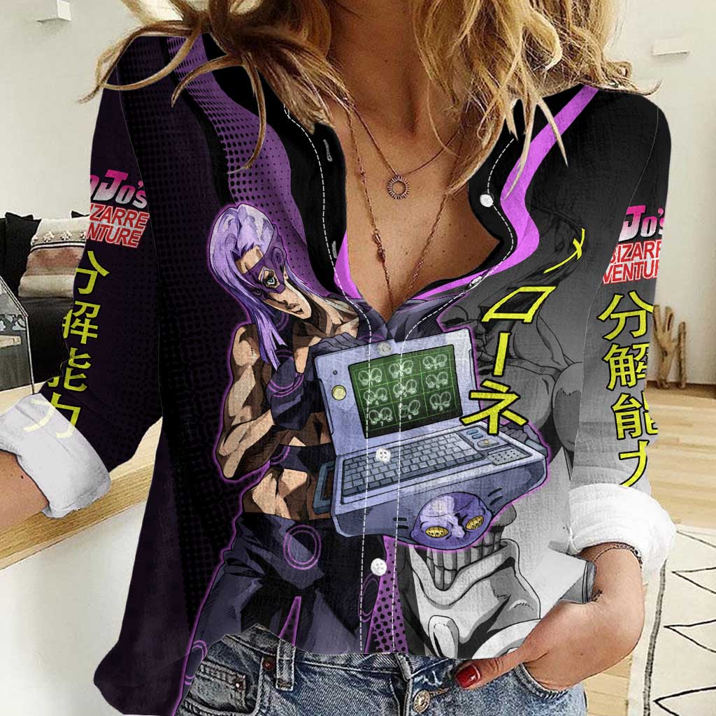 Melone JoJo’s Bizarre Adventure Women Casual Shirt with Laptop-Featured Stand Display - The Mazicc