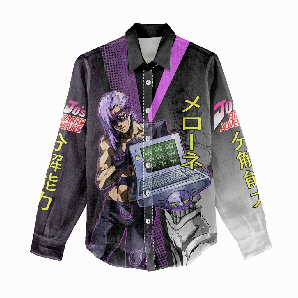Melone JoJo’s Bizarre Adventure Women Casual Shirt with Laptop-Featured Stand Display - The Mazicc