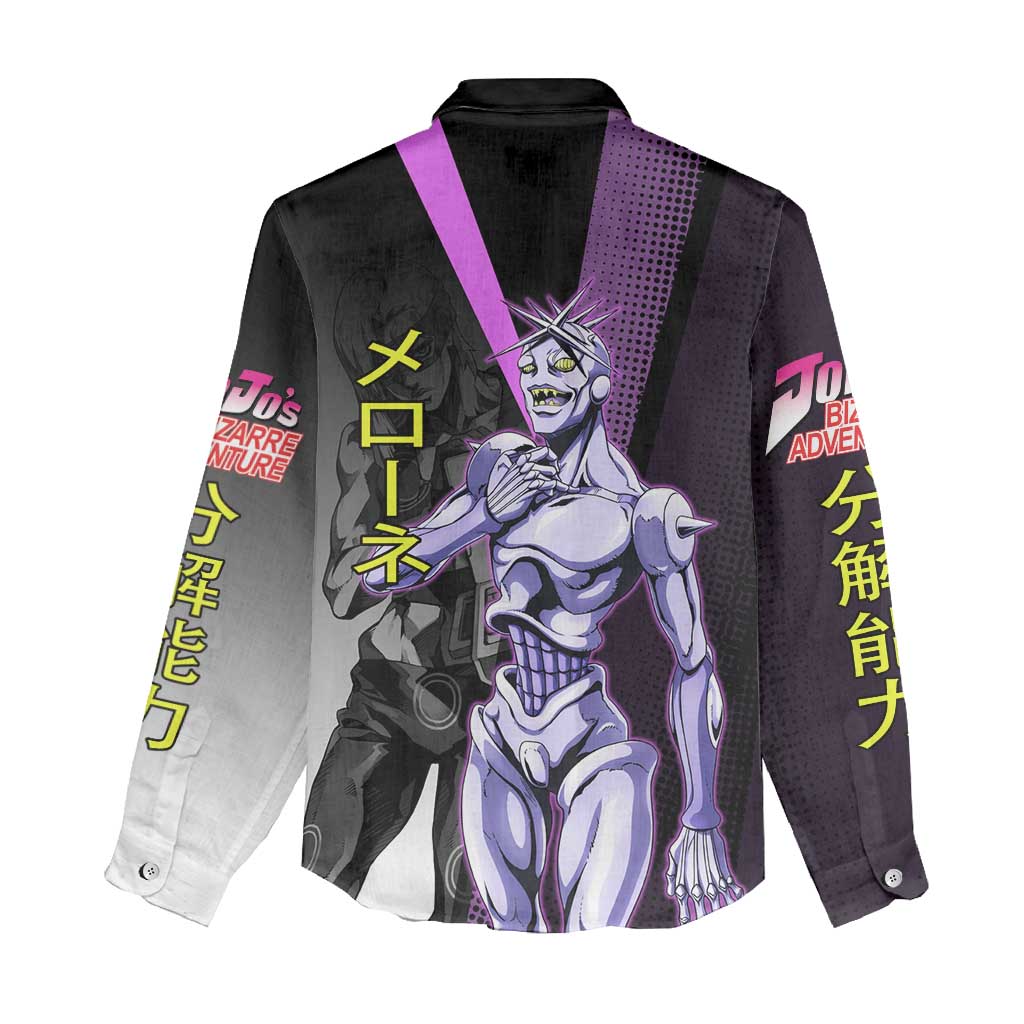 Melone JoJo’s Bizarre Adventure Women Casual Shirt with Laptop-Featured Stand Display - The Mazicc