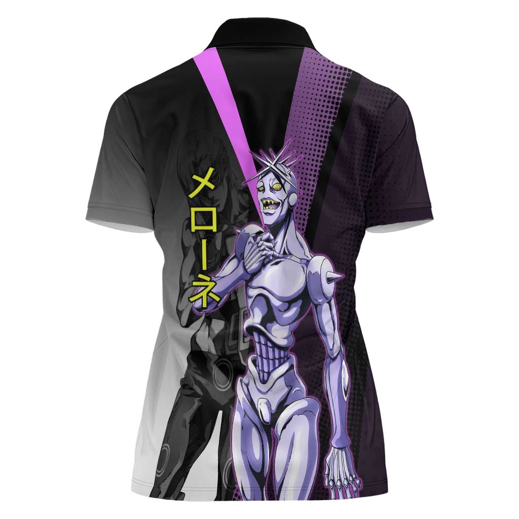 Melone JoJo’s Bizarre Adventure Women Polo Shirt with Laptop-Featured Stand Display - The Mazicc