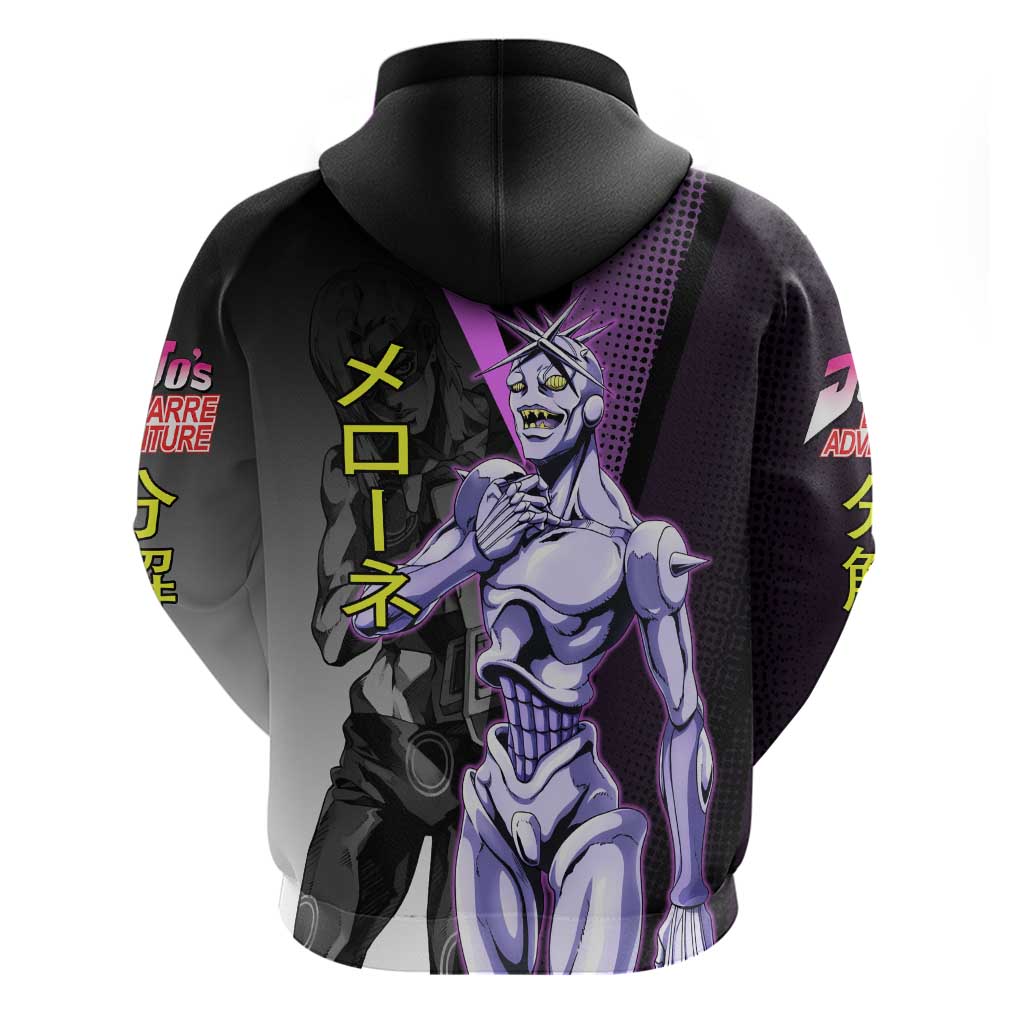 Melone JoJo’s Bizarre Adventure Zip Hoodie with Laptop-Featured Stand Display - The Mazicc
