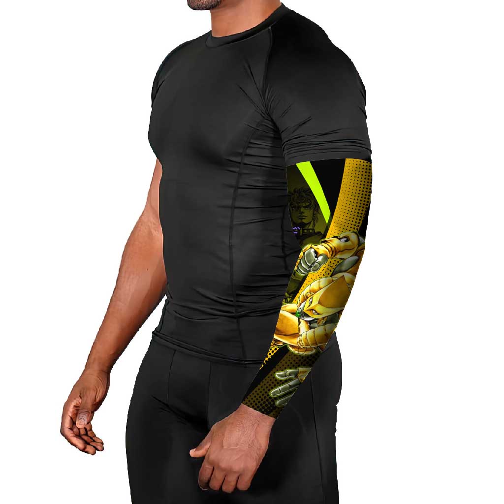 Dio Brando JoJo’s Bizarre Adventure Arm Sleeves with The World Stand and Comic Graphic - The Mazicc