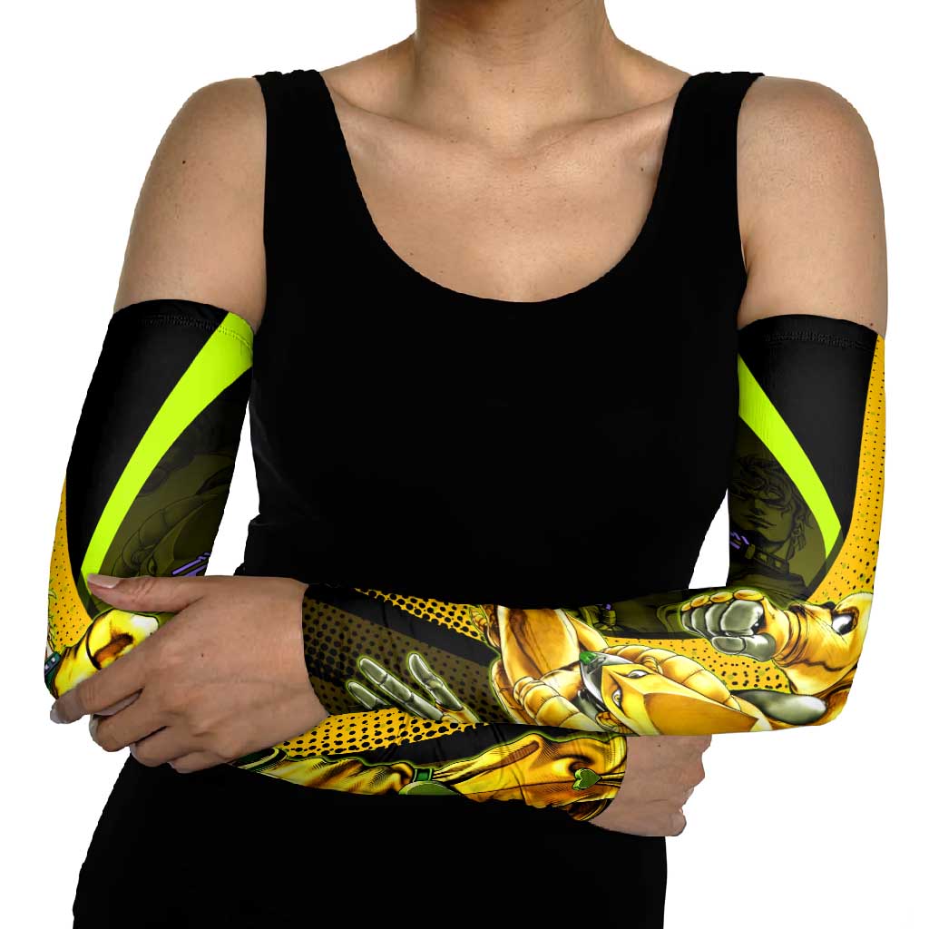 Dio Brando JoJo’s Bizarre Adventure Arm Sleeves with The World Stand and Comic Graphic - The Mazicc