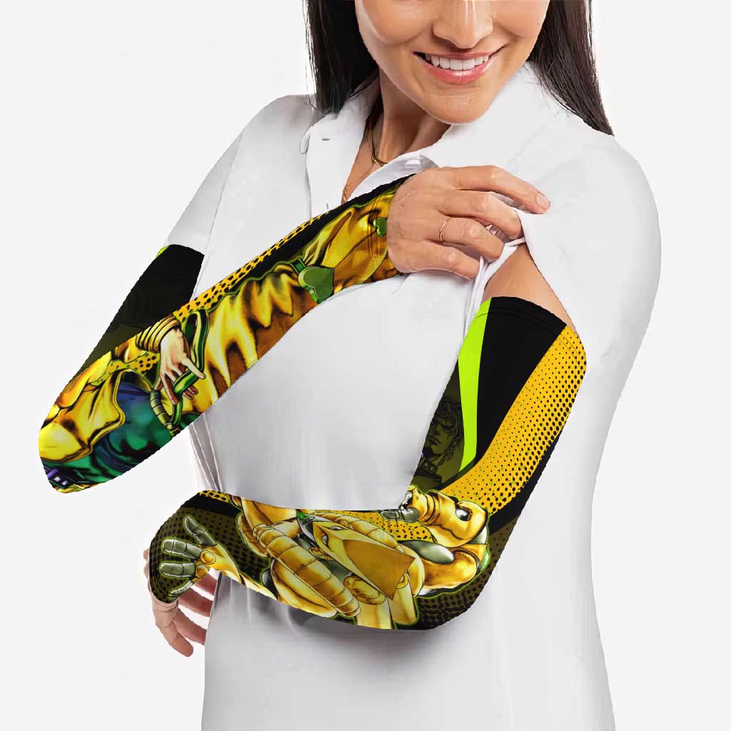 Dio Brando JoJo’s Bizarre Adventure Arm Sleeves with The World Stand and Comic Graphic - The Mazicc