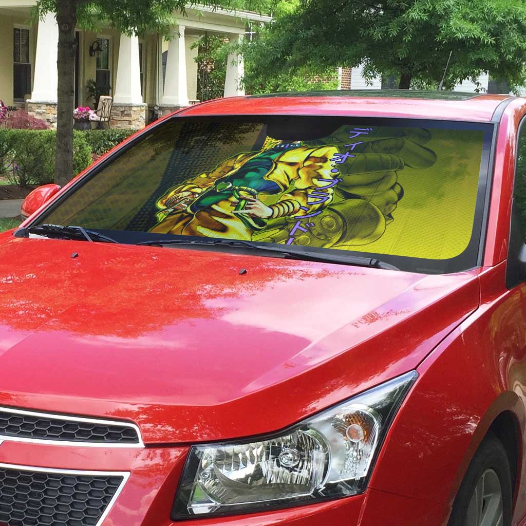 Dio Brando JoJo’s Bizarre Adventure Auto Sun Shade with The World Stand and Comic Graphic - The Mazicc