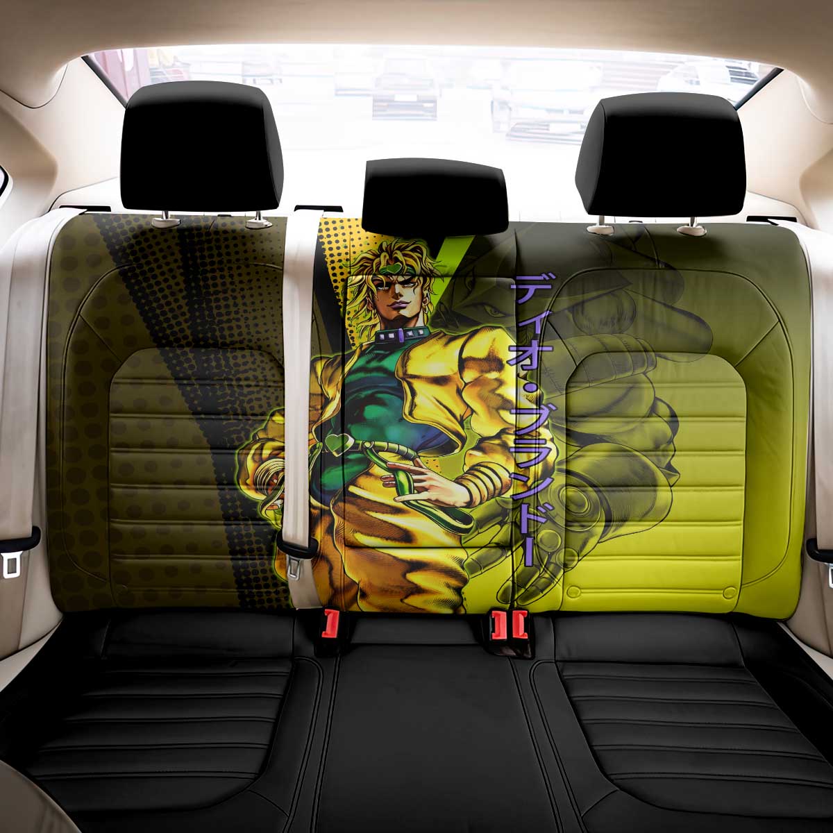 Dio Brando JoJo’s Bizarre Adventure Back Car Seat Cover with The World Stand and Comic Graphic - The Mazicc
