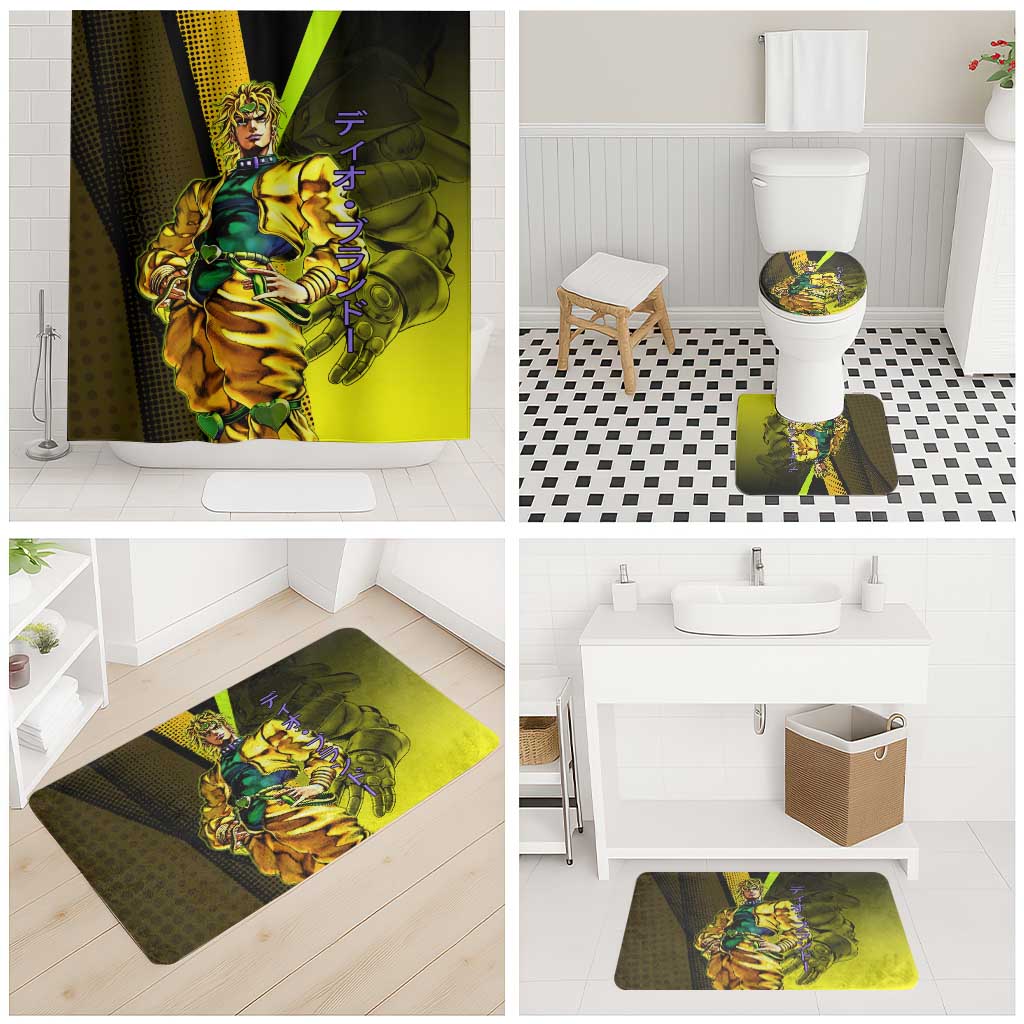 Dio Brando JoJo’s Bizarre Adventure Bathroom Set with The World Stand and Comic Graphic - The Mazicc