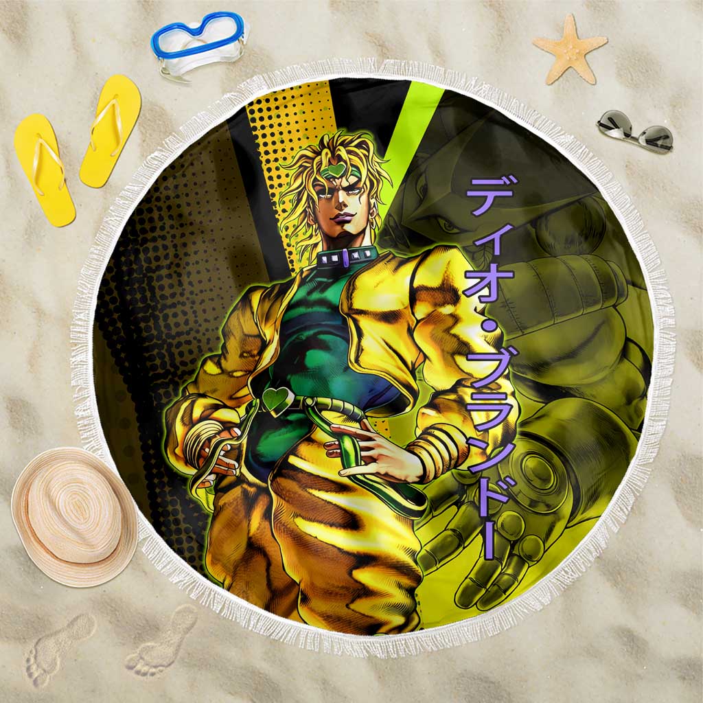 Dio Brando JoJo’s Bizarre Adventure Beach Blanket with The World Stand and Comic Graphic - The Mazicc