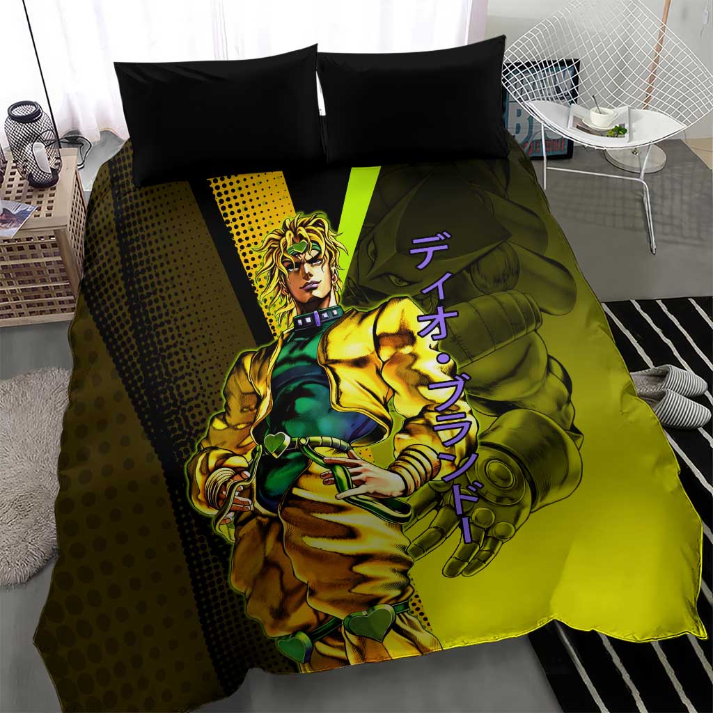 Dio Brando JoJo’s Bizarre Adventure Bedding Set with The World Stand and Comic Graphic - The Mazicc