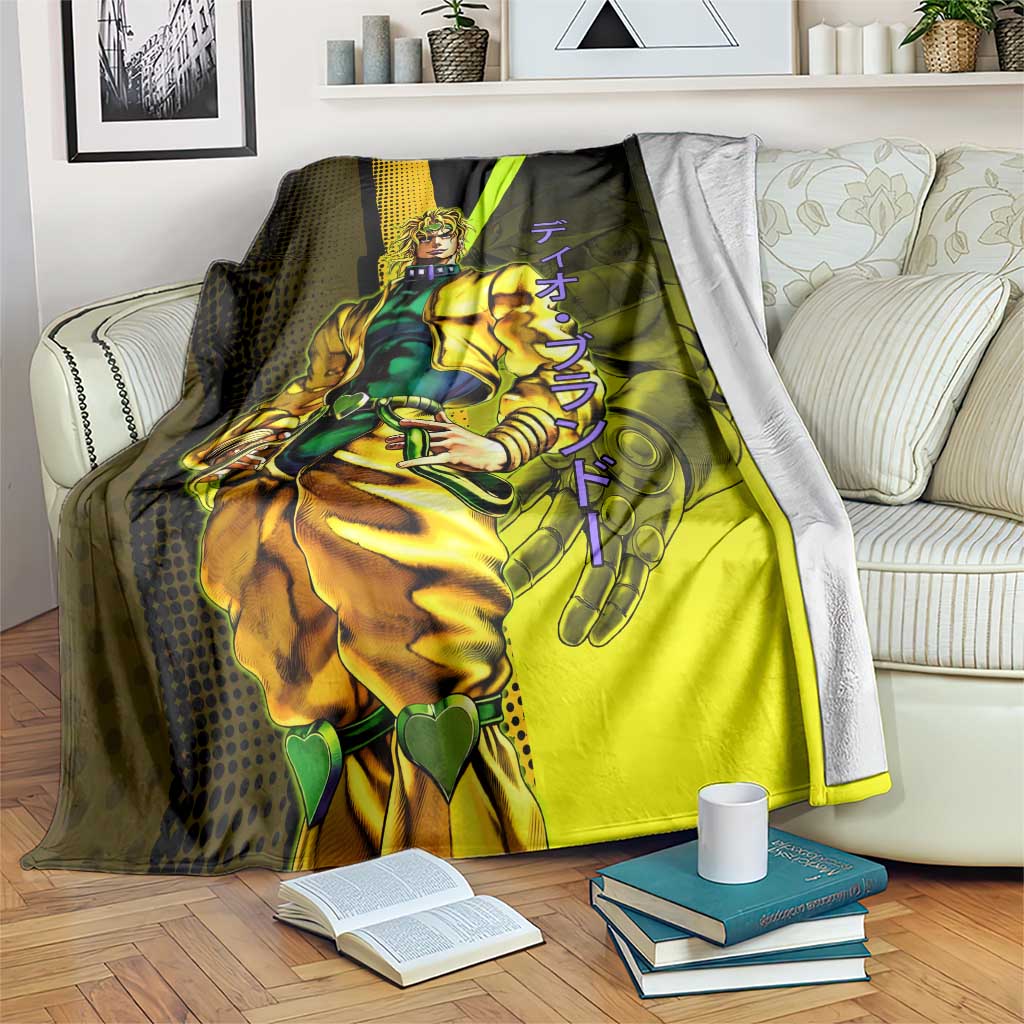 Dio Brando JoJo’s Bizarre Adventure Blanket with The World Stand and Comic Graphic - The Mazicc