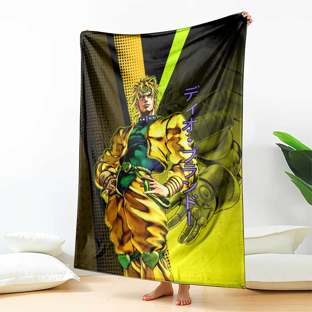 Dio Brando JoJo’s Bizarre Adventure Blanket with The World Stand and Comic Graphic - The Mazicc
