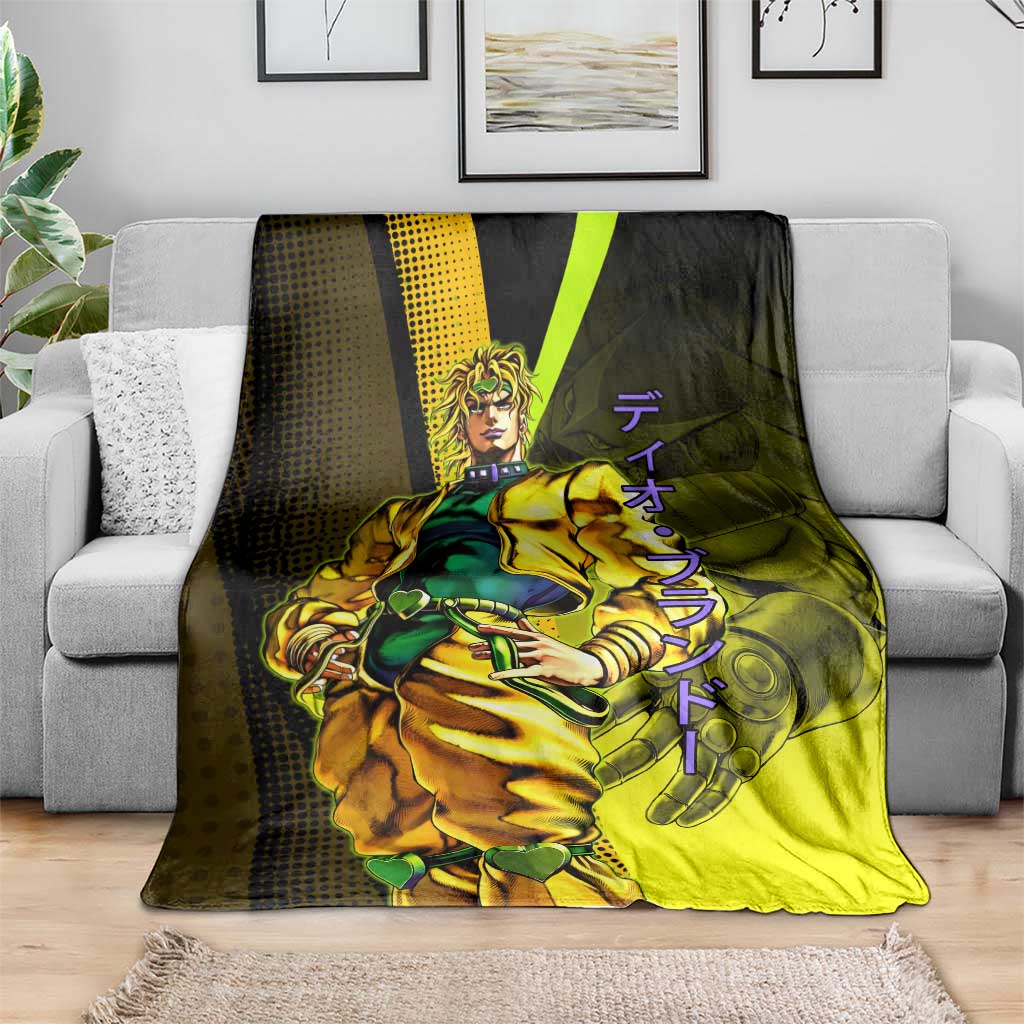Dio Brando JoJo’s Bizarre Adventure Blanket with The World Stand and Comic Graphic - The Mazicc