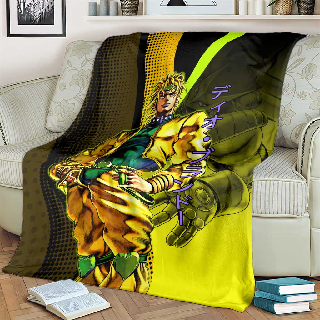 Dio Brando JoJo’s Bizarre Adventure Blanket with The World Stand and Comic Graphic - The Mazicc