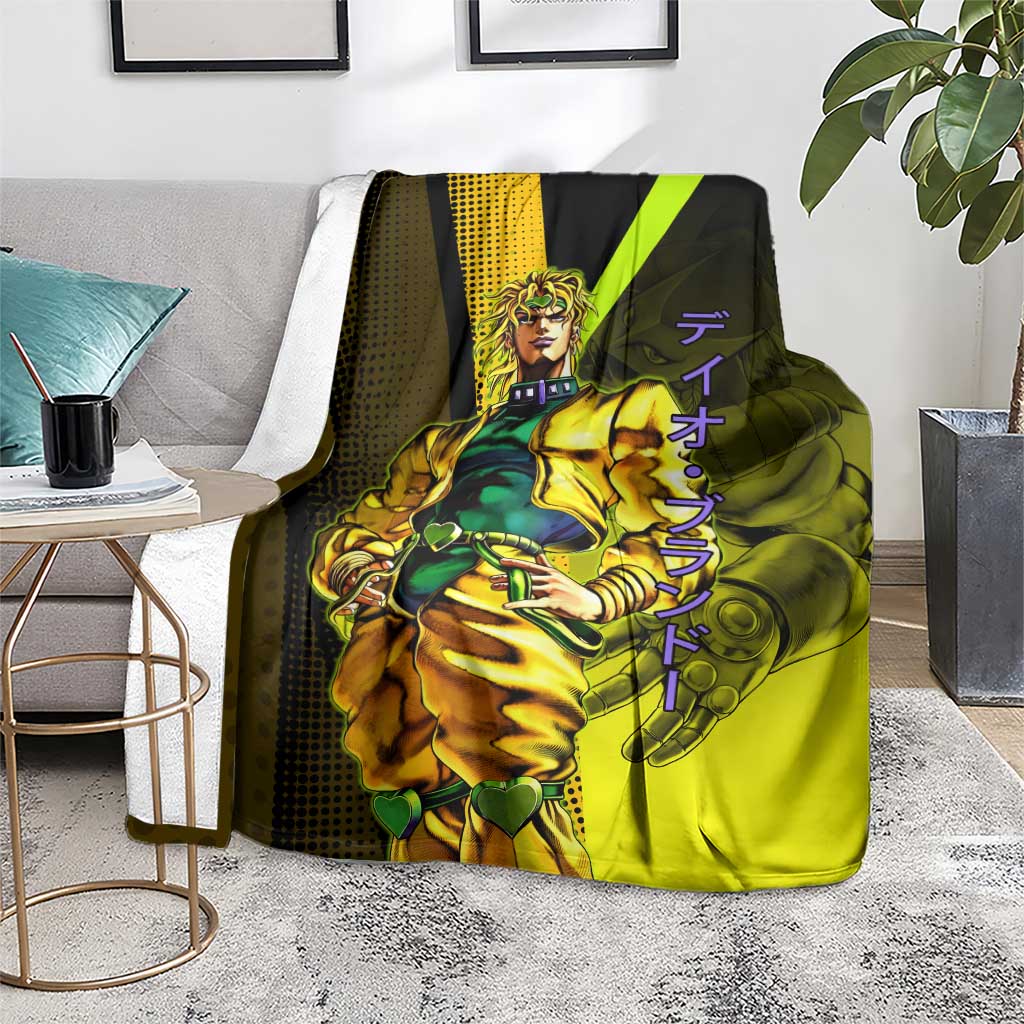 Dio Brando JoJo’s Bizarre Adventure Blanket with The World Stand and Comic Graphic - The Mazicc