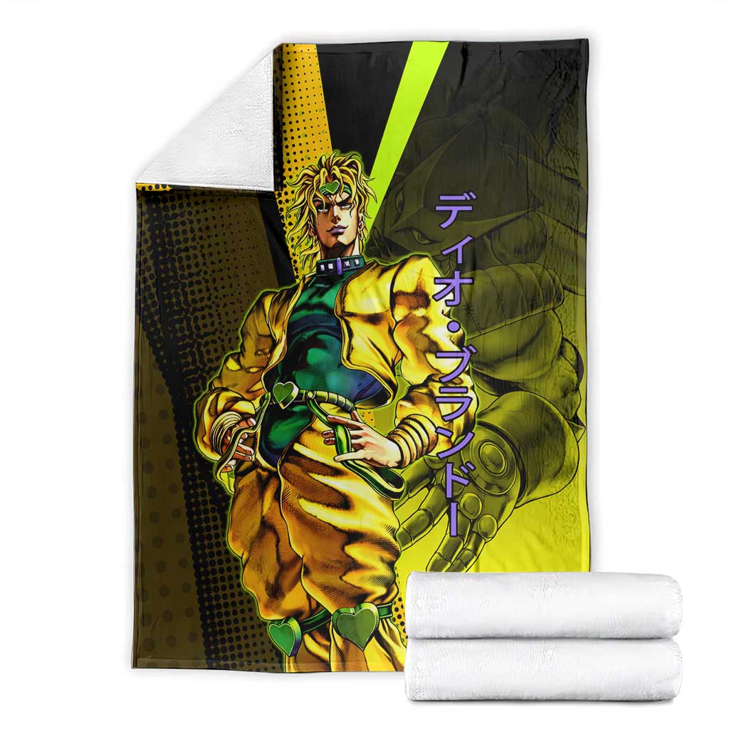 Dio Brando JoJo’s Bizarre Adventure Blanket with The World Stand and Comic Graphic - The Mazicc