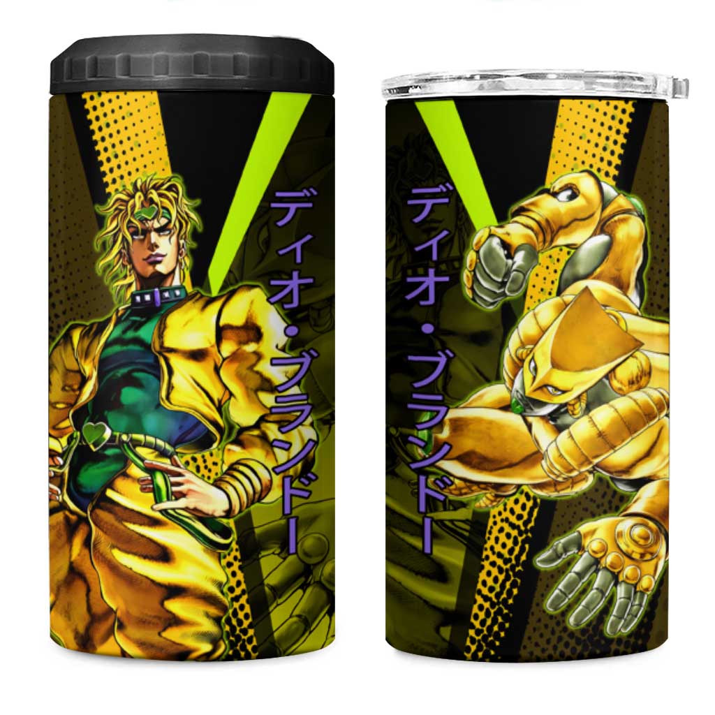 Dio Brando JoJo’s Bizarre Adventure 4 in 1 Can Cooler Tumbler with The World Stand and Comic Graphic - The Mazicc