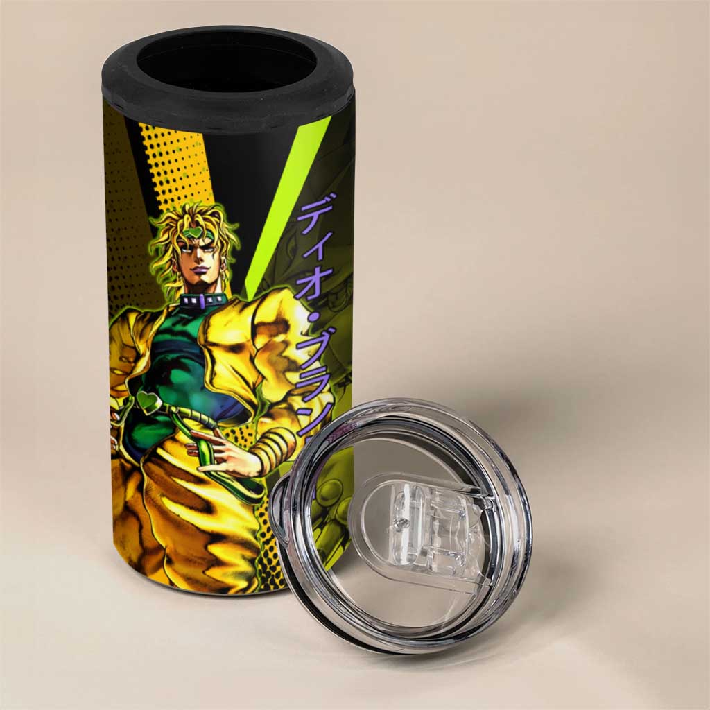 Dio Brando JoJo’s Bizarre Adventure 4 in 1 Can Cooler Tumbler with The World Stand and Comic Graphic - The Mazicc