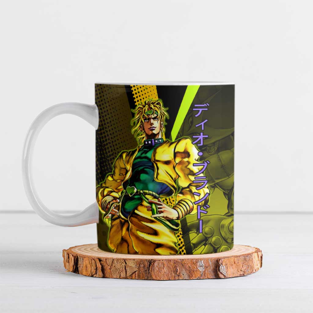 Dio Brando JoJo’s Bizarre Adventure Ceramic Mug with The World Stand and Comic Graphic - The Mazicc